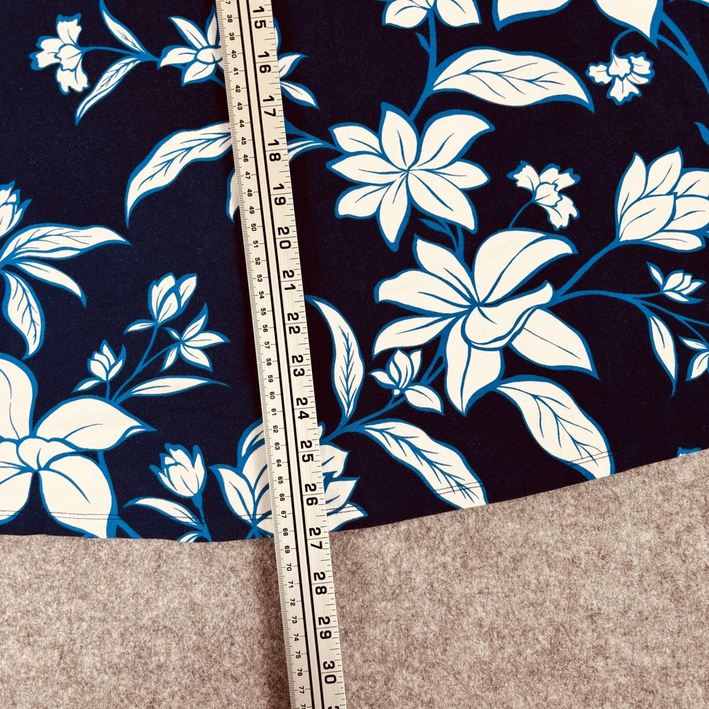 Talbots Floral A-Line Skirt Womens SP Navy Blue White Tropical Cotton Blend - Picture 5 of 7